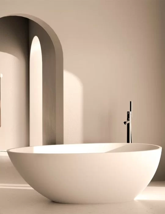 Baignoire îlot en solid surface Rynn, de Nuovvo Baignoire îlot en solid surface Rynn, de Nuovvo