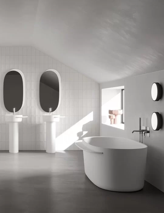 Baignoire îlot en solid surface Plateau, de Ex.t Design