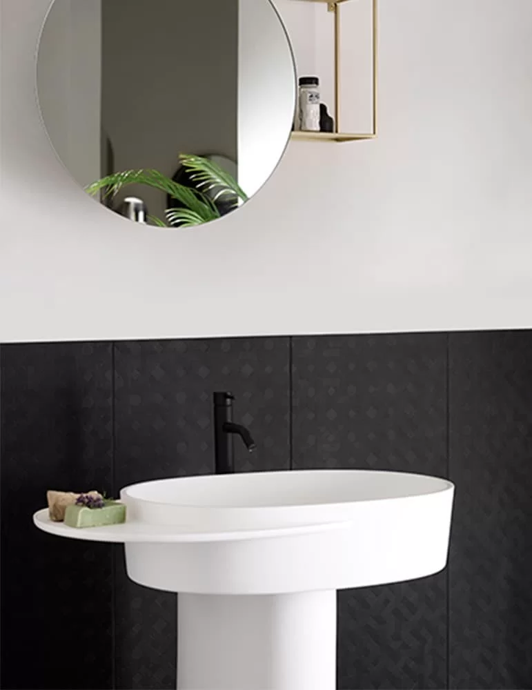 Lavabo oval sur pied PLATEAU - Solid Surface Ex.t