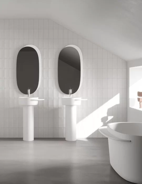 Lavabo rond sur pied PLATEAU - Solid Surface Ex.t