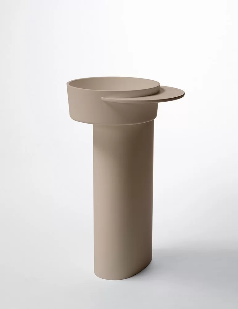 Lavabo rond sur pied PLATEAU - Solid Surface Ex.t