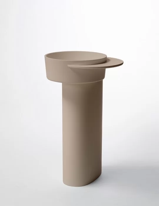 Lavabo rond sur pied PLATEAU - Solid Surface Ex.t