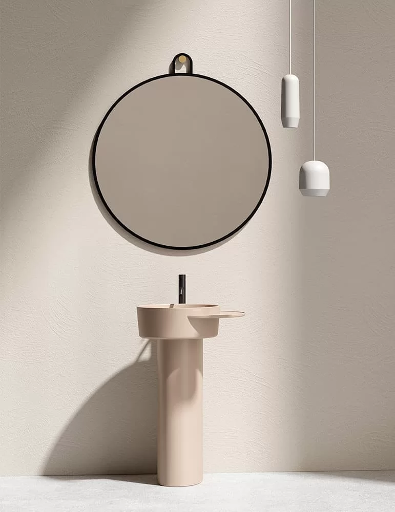 Lavabo rond sur pied PLATEAU - Solid Surface Ex.t