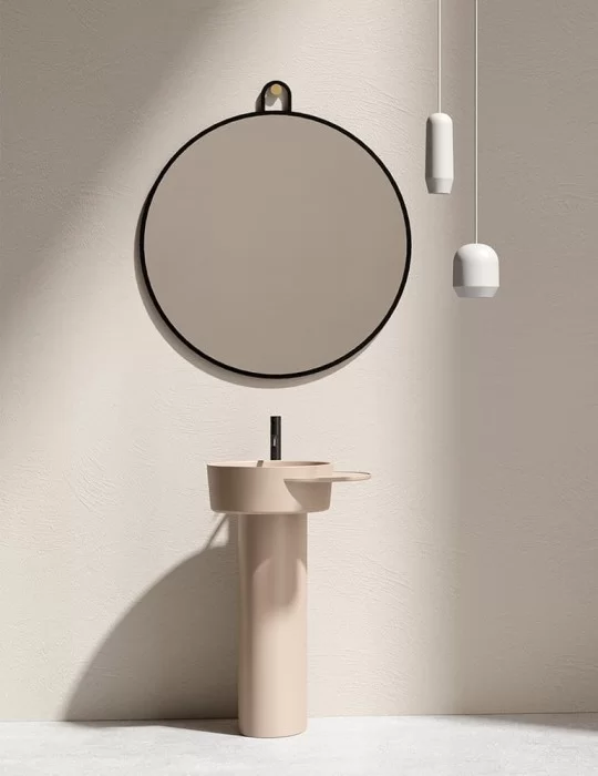 Lavabo rond sur pied PLATEAU - Solid Surface Ex.t