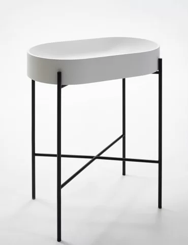 Lavabo oval Stand sur pied métallique laqué noir ou blanc Ex.t DESIGN 2