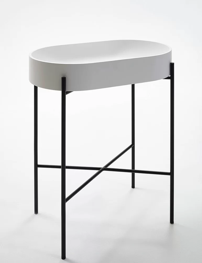 Lavabo oval Stand sur pied métallique laqué noir ou blanc Ex.t DESIGN