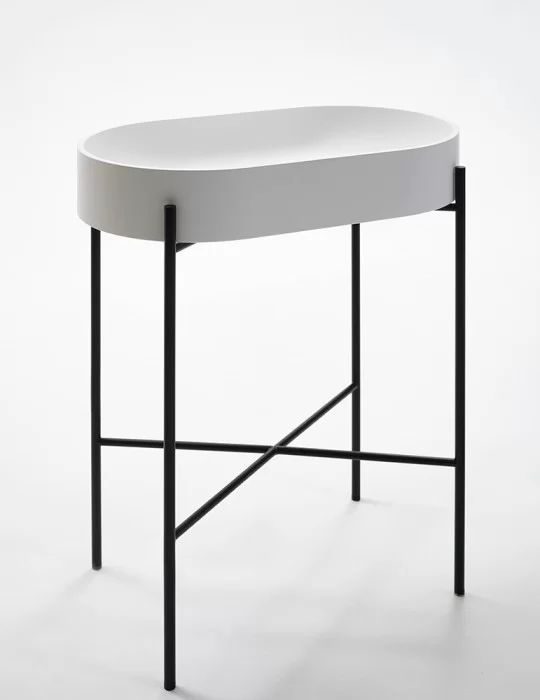 Lavabo oval Stand sur pied métallique laqué noir ou blanc Ex.t DESIGN