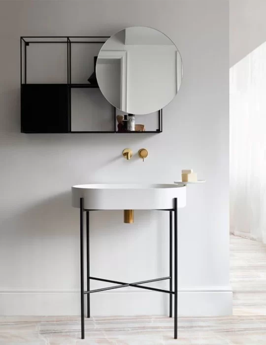 Lavabo oval Stand sur pied métallique laqué noir ou blanc Ex.t DESIGN
