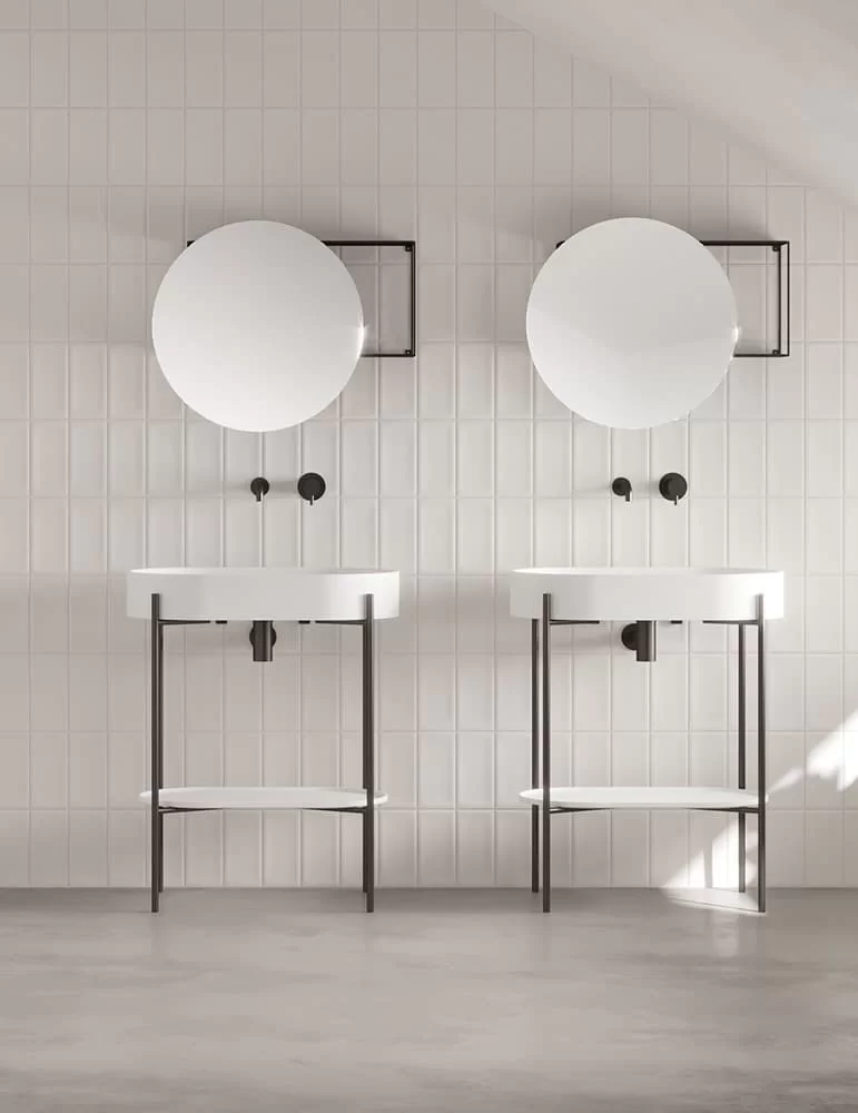 Lavabo oval Stand sur pied métallique laqué noir ou blanc Ex.t DESIGN