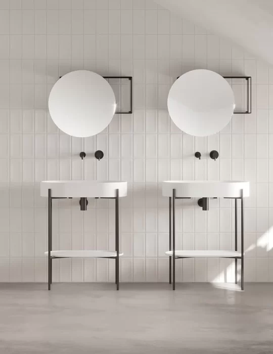 Lavabo oval Stand sur pied métallique laqué noir ou blanc Ex.t DESIGN