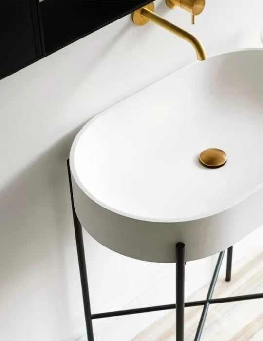 Lavabo oval Stand sur pied métallique laqué noir ou blanc Ex.t DESIGN