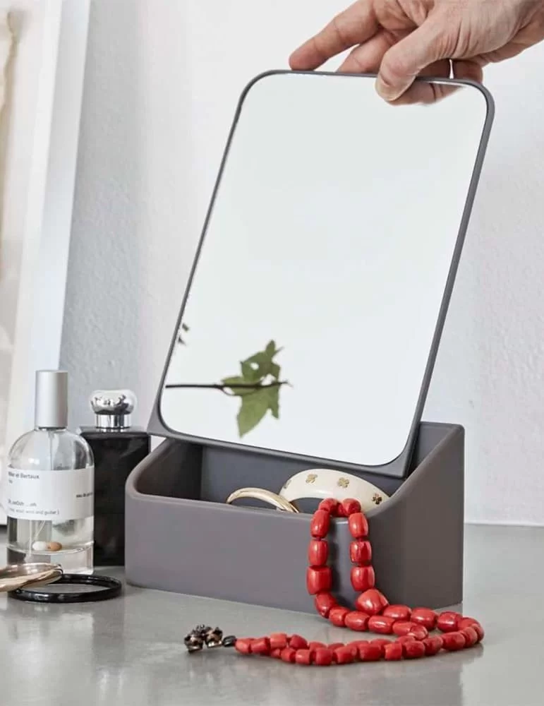 Porte-objets en gel polyuréthane avec miroir, Nora