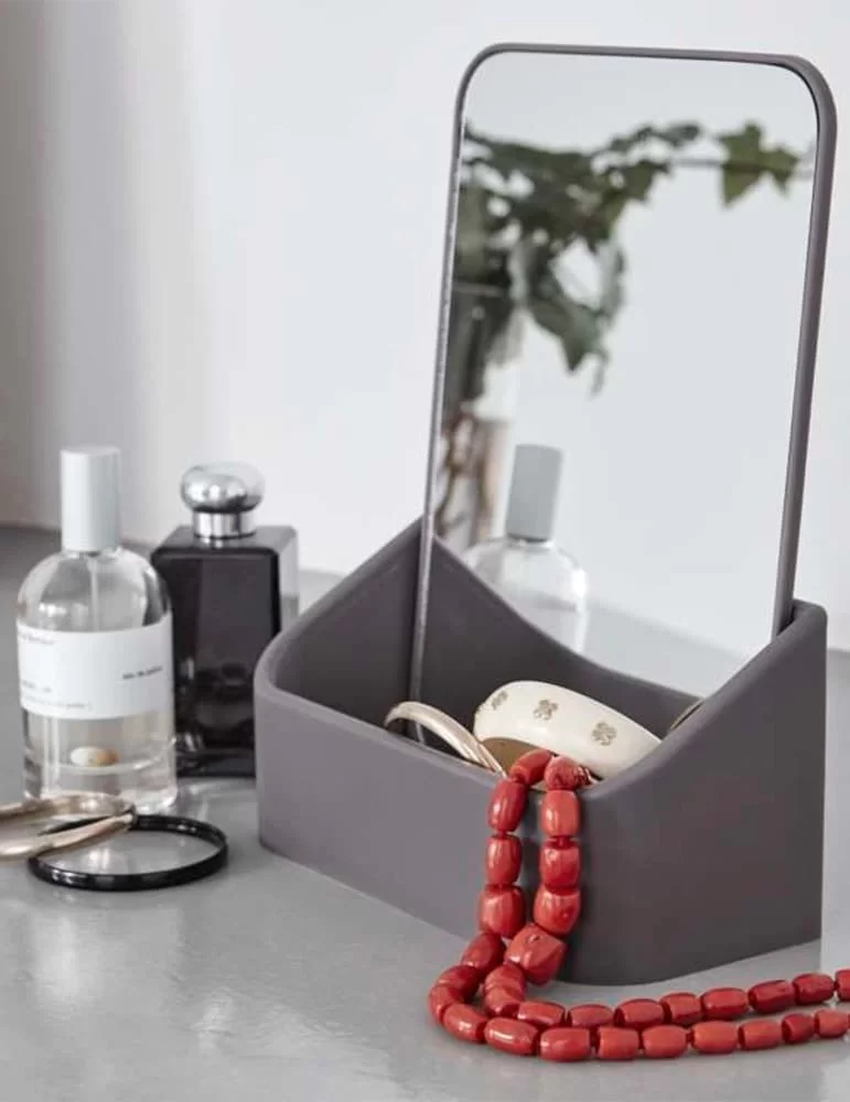 Porte-objets en gel polyuréthane avec miroir, Nora Porte-objets en gel polyuréthane avec miroir, Nora