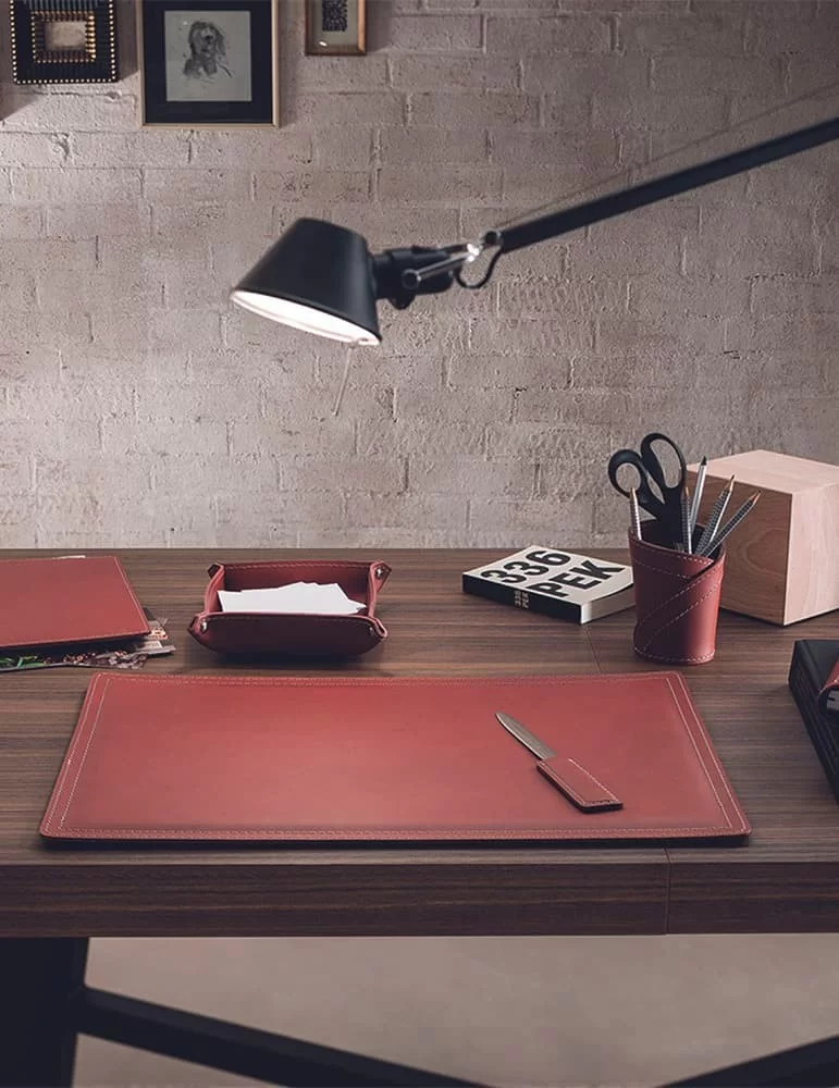 Sous-mains de bureau Ascanio, en cuir régénéré