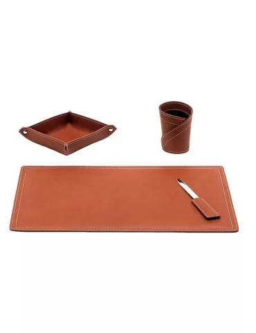 Set de bureau 4 pièces Ascanio, en cuir régénéré 2