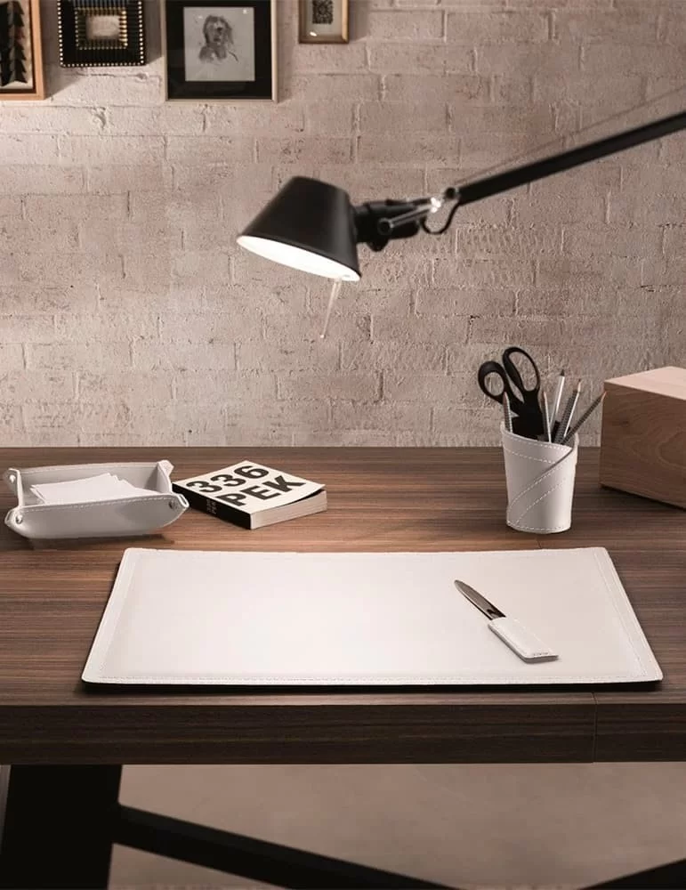 Set de bureau 4 pièces Ascanio, en cuir régénéré