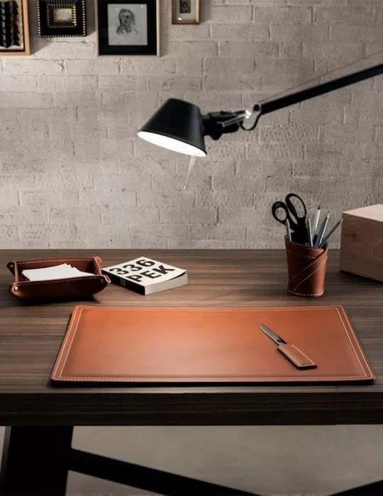 Set de bureau 4 pièces Ascanio, en cuir régénéré