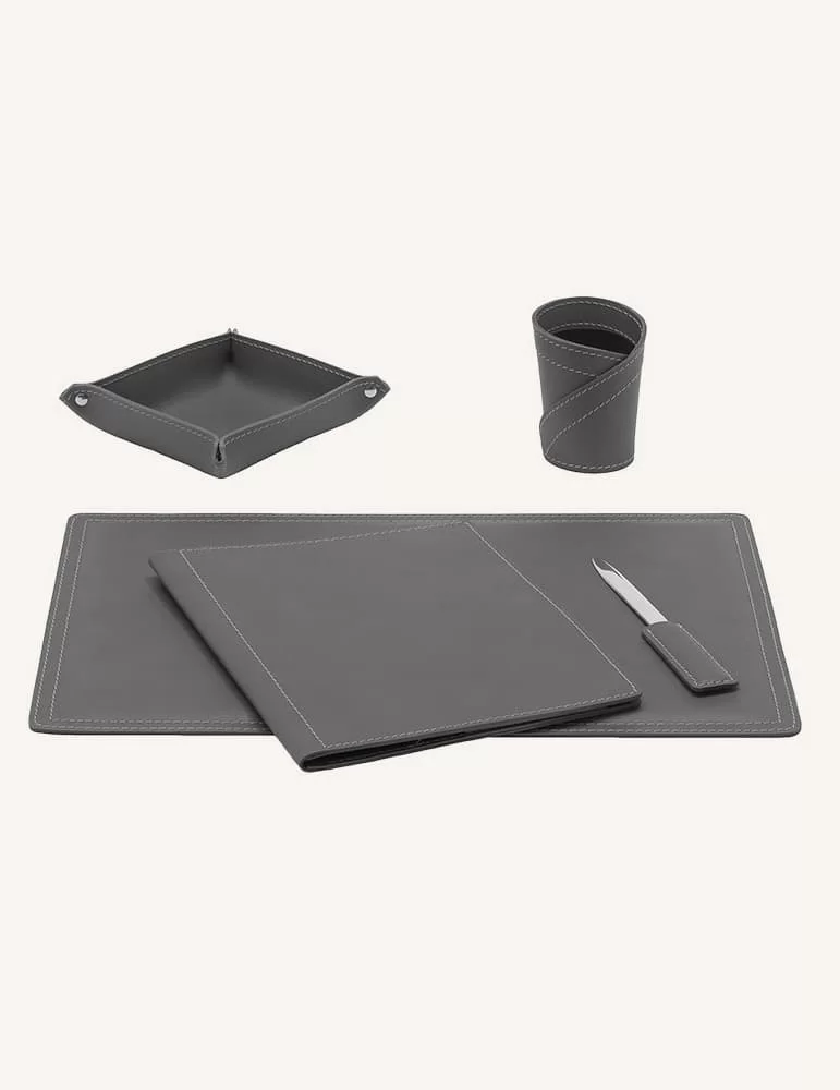 Set de bureau 5 pièces Ascanio, en cuir régénéré. Limac Design.