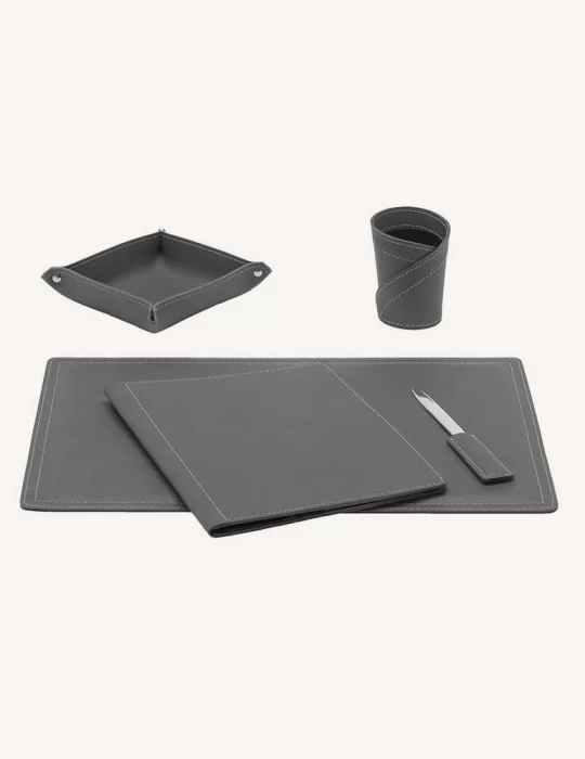 Set de bureau 5 pièces Ascanio, en cuir régénéré. Limac Design.