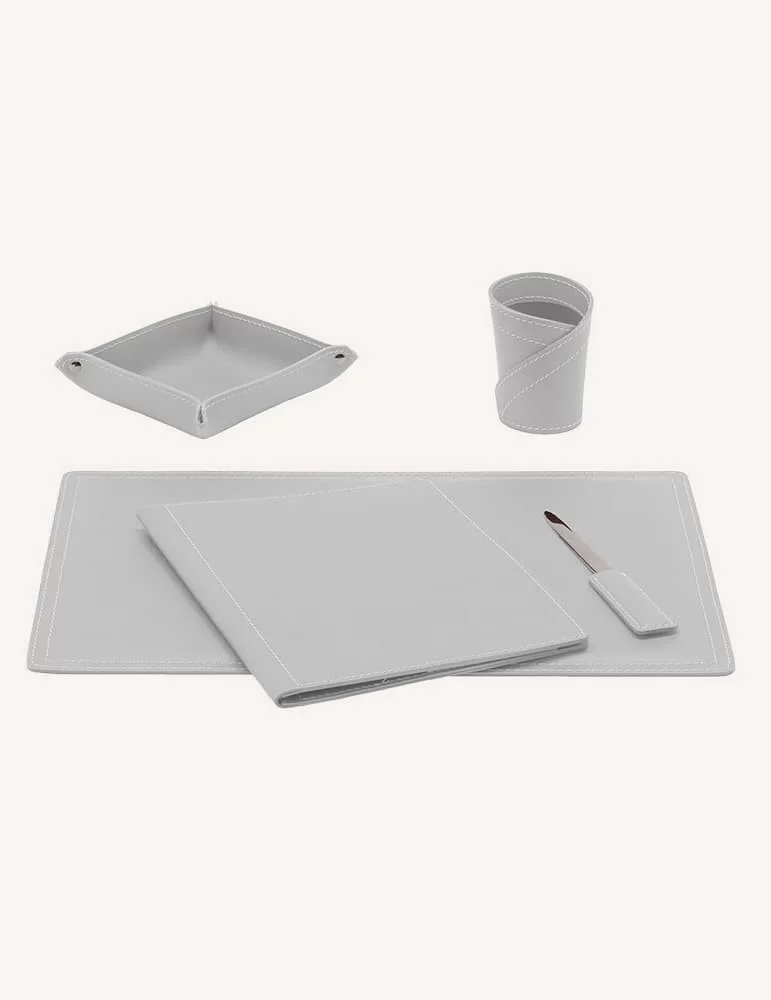 Set de bureau 5 pièces Ascanio, en cuir régénéré. Limac Design.