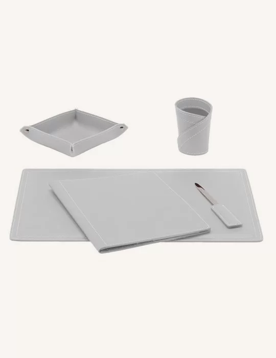 Set de bureau 5 pièces Ascanio, en cuir régénéré. Limac Design.