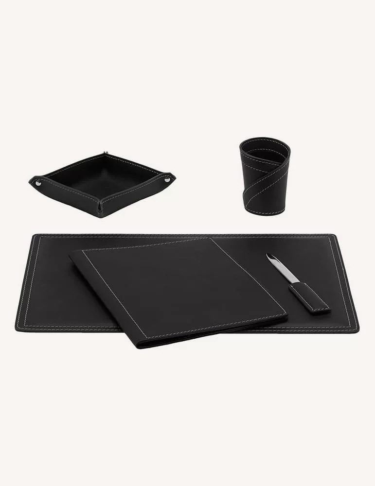 Set de bureau 5 pièces Ascanio, en cuir régénéré. Limac Design.