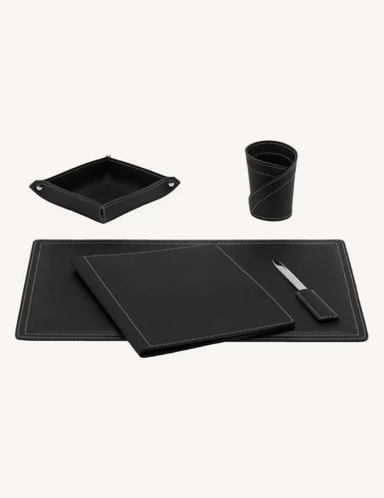 Set de bureau 5 pièces Ascanio, en cuir régénéré. Limac Design.