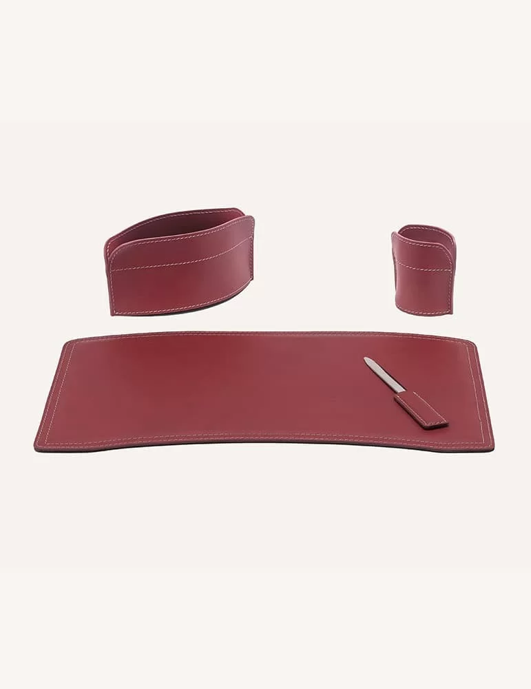 Set de bureau 4 pièces Brando, en cuir régénéré