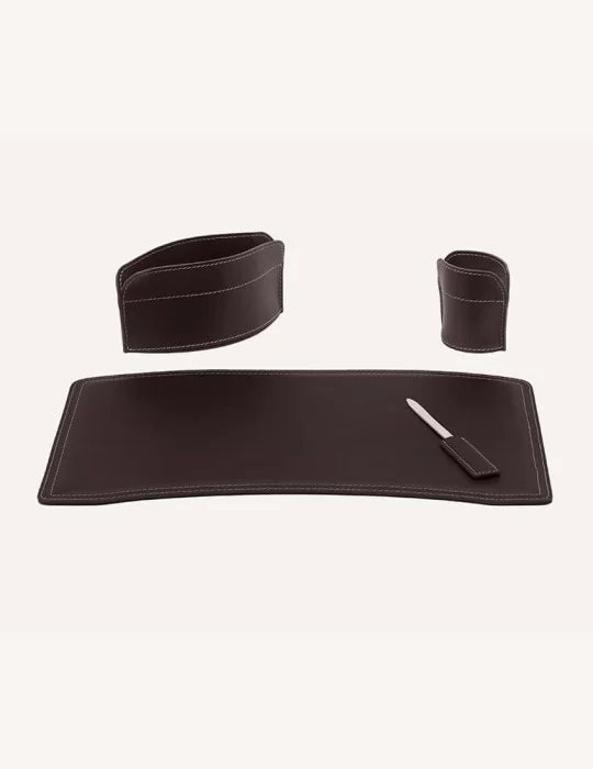 Set de bureau 4 pièces Brando, en cuir régénéré