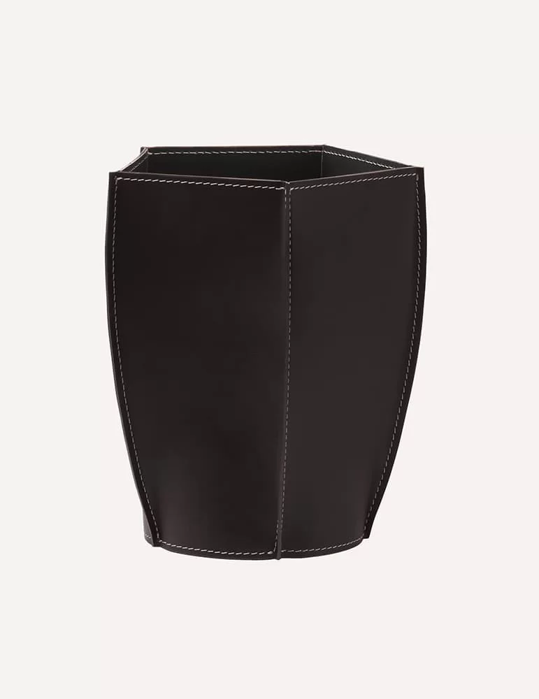 Corbeille à papier en cuir Poligono de Limac Design