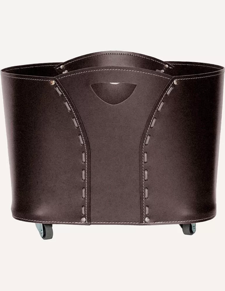 Porte-bois en cuir Volta de Limac Design