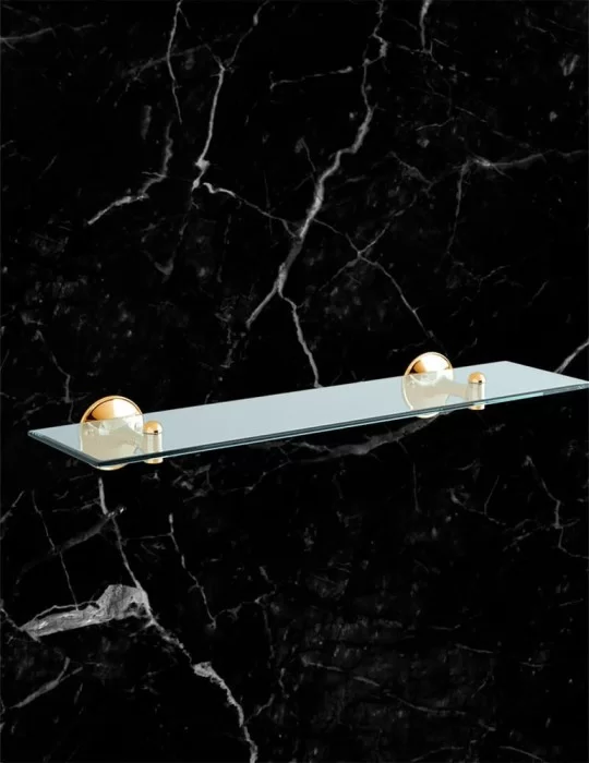 Tablette en verre et laiton Kent, de Gentry Home.