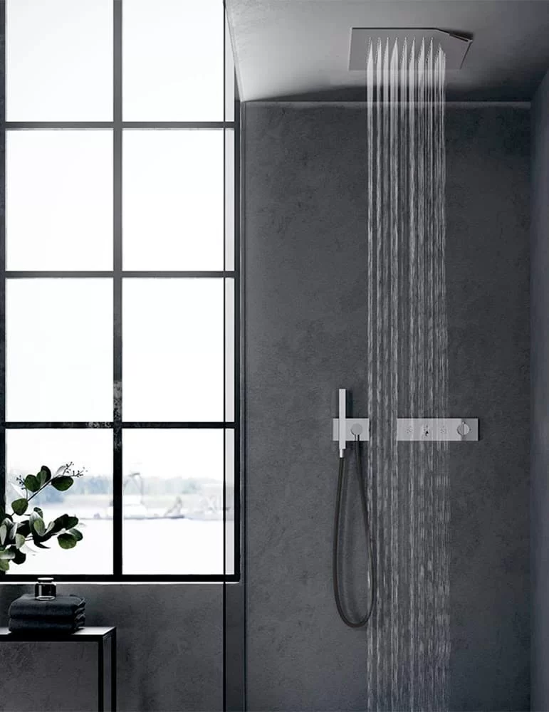 Tête de douche à encastrer avec ciel de pluie et cascade, Treemme