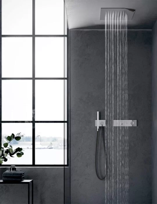 Tête de douche à encastrer avec ciel de pluie et cascade, Treemme