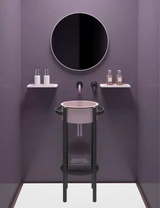 Lavabo console Tondo Plus en inox et VetroFreddo®, de Glass Design