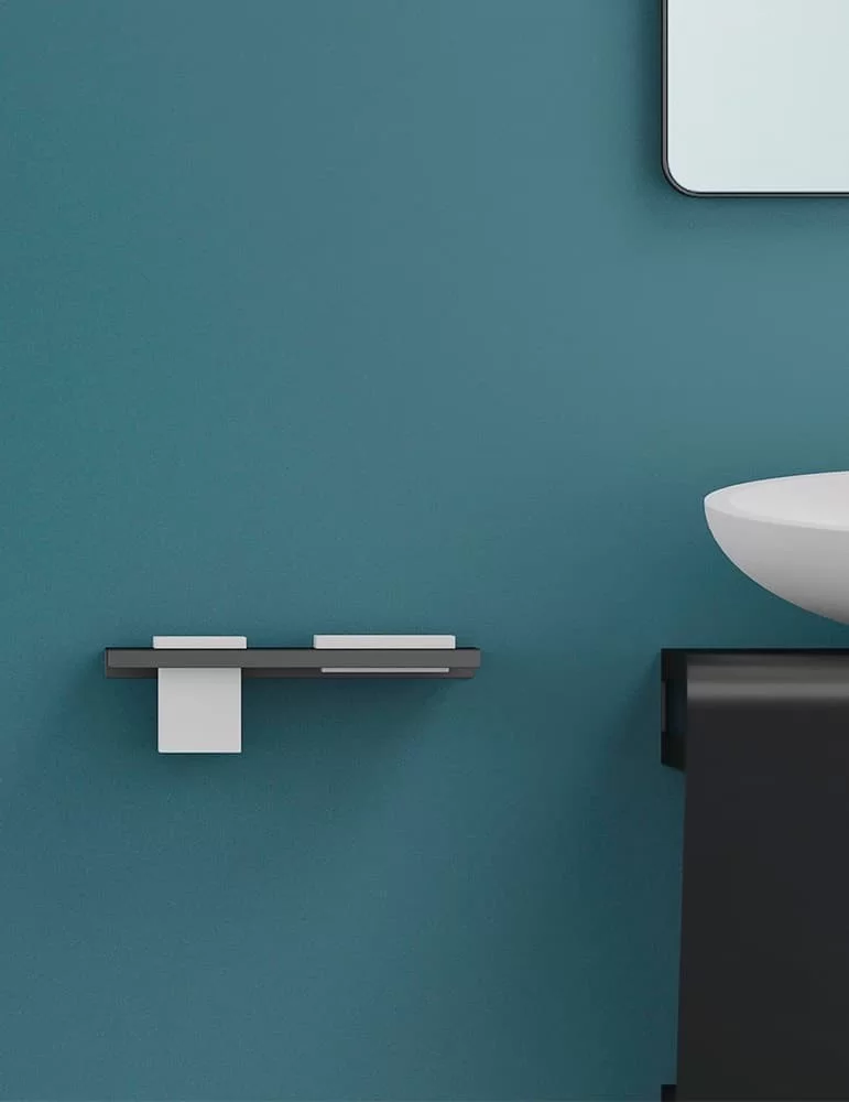 Etagère avec porte-savon et gobelet Aria Due, de Glass Design