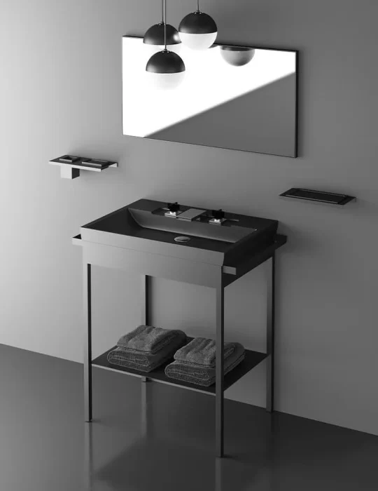 Lavabo console Italy Plus en inox et VetroFreddo®, de Glass Design Lavabo console Italy Plus en inox et VetroFreddo®, de Glass Design