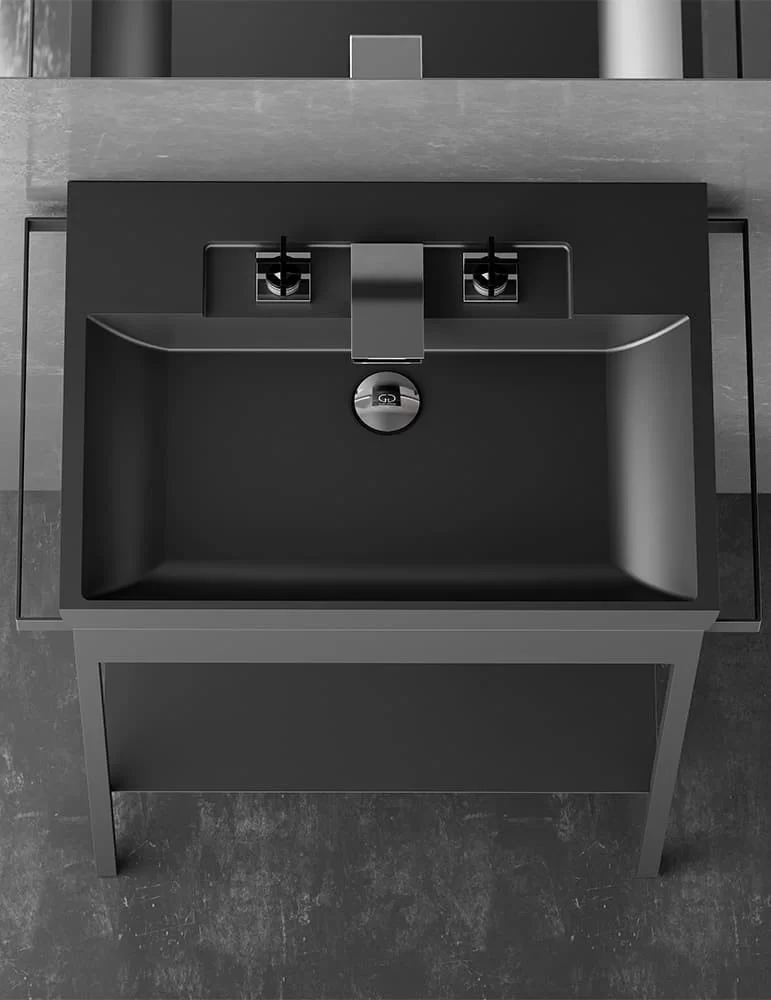 Lavabo console Italy Plus en inox et VetroFreddo®, de Glass Design