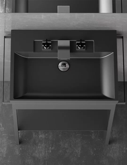 Lavabo console Italy Plus en inox et VetroFreddo®, de Glass Design