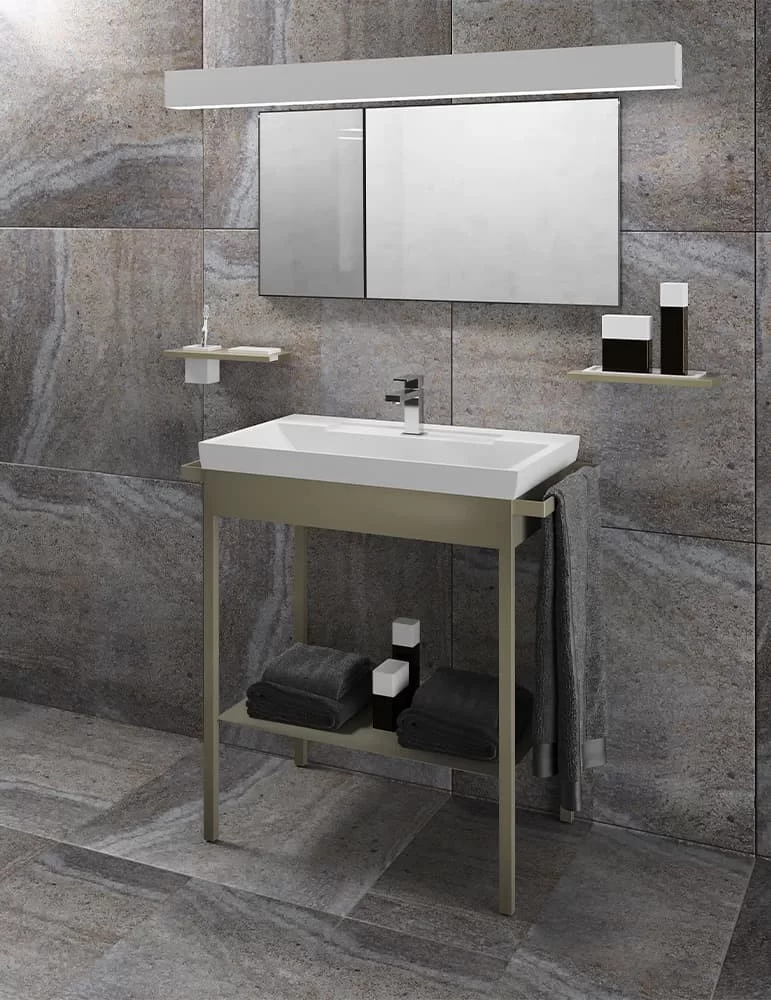 Lavabo console Italy Plus en inox et VetroFreddo®, de Glass Design