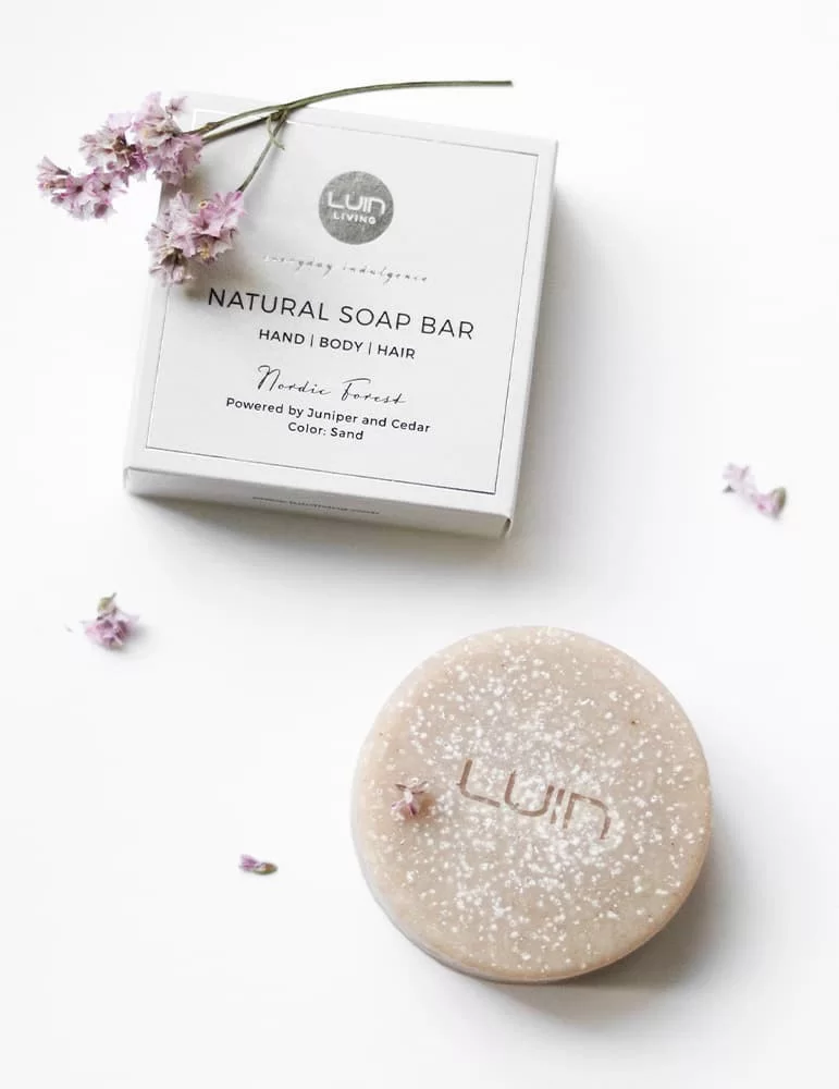 Barre de savon naturel sable Nordic Forest, de Luin Living
