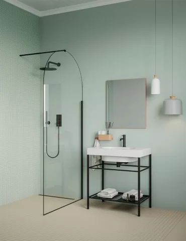 Paroi de douche fixe Nouveau, modèle "Freestanding". Ex.t Design 2