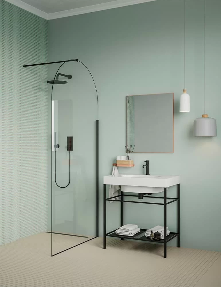 Paroi de douche fixe Nouveau, modèle "Freestanding". Ex.t Design