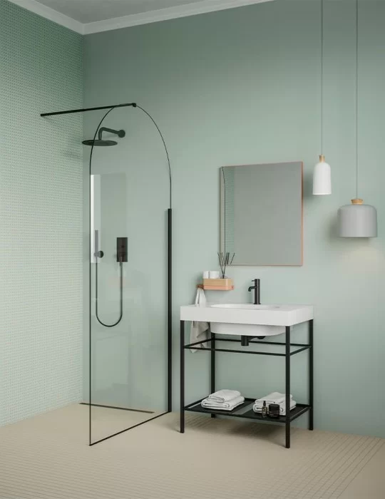 Paroi de douche fixe Nouveau, modèle "Freestanding". Ex.t Design