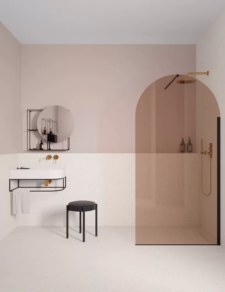 Paroi de douche fixe Nouveau, modèle "Freestanding". Ex.t Design