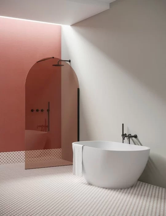 Paroi de douche fixe Nouveau, modèle "Freestanding". Ex.t Design