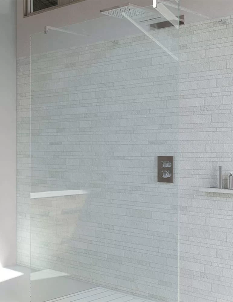 Paroi de douche haut de gamme fixe ouverte 2 côtés verre 6mm Paroi de douche haut de gamme fixe ouverte 2 côtés verre 6mm