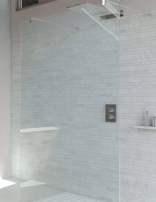 Paroi de douche haut de gamme fixe ouverte 2 côtés verre 6mm Paroi de douche haut de gamme fixe ouverte 2 côtés verre 6mm