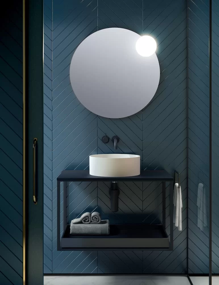Miroir rond avec applique Circ A-3706, Estiluz