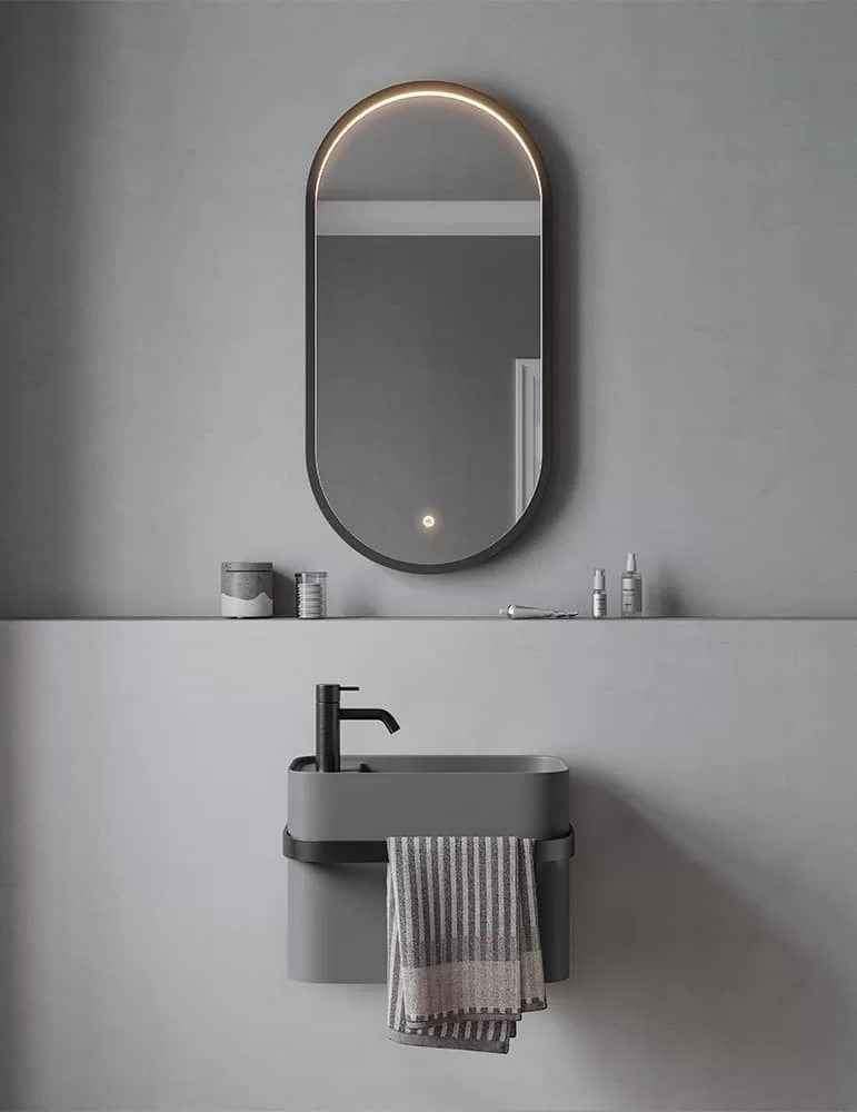 Lavabo suspendu Yuno Rail Gris. Copenhagen Bath. Lavabo suspendu Yuno Rail Gris. Copenhagen Bath.